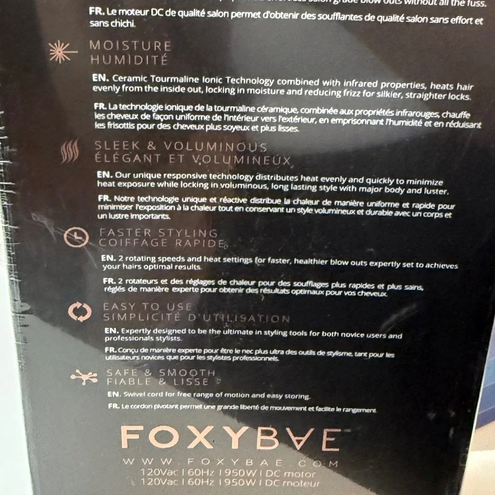 FoxyBae Rose Gold Ceramic Tourmaline Ionic‎ Blowout Hot Air Dryer Brush